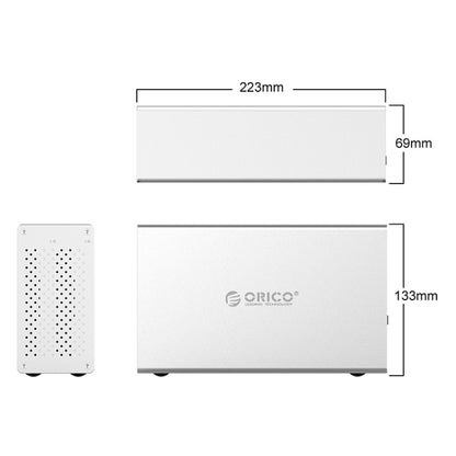 ORICO Honeycomb Series WS200C3 SATA 3.5 inch USB 3.1 USB-C / Type-C Dual Bays Aluminum Alloy HDD / SSD Enclosure, The Maximum Support Capacity: 20TB - HDD Enclosure by ORICO | Online Shopping South Africa | PMC Jewellery | Buy Now Pay Later Mobicred