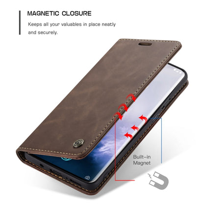 CaseMe-013 Multi-functional Retro Frosted Horizontal Flip Leather Case with Card Slot & Holder & Wallet For OnePlus 7 Pro(Coffee) - OnePlus Cases by CaseMe | Online Shopping South Africa | PMC Jewellery | Buy Now Pay Later Mobicred