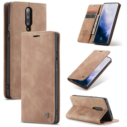 CaseMe-013 Multi-functional Retro Frosted Horizontal Flip Leather Case with Card Slot & Holder & Wallet For OnePlus 7 Pro(Brown) - OnePlus Cases by CaseMe | Online Shopping South Africa | PMC Jewellery | Buy Now Pay Later Mobicred