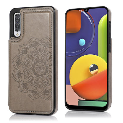 For Samsung Galaxy A50 / A50s Double Buckle Mandala Pattern PU+TPU Protective Case with Card Slots & Holder & Photo Frame(Grey) - Galaxy Phone Cases by PMC Jewellery | Online Shopping South Africa | PMC Jewellery