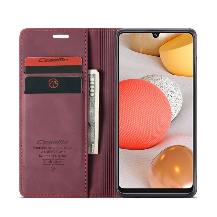 For Samsung Galaxy A42 5G CaseMe-013 Multifunctional Retro Frosted Horizontal Flip Leather Case with Card Slot & Holder & Wallet(Wine Red) - Galaxy Phone Cases by CaseMe | Online Shopping South Africa | PMC Jewellery | Buy Now Pay Later Mobicred