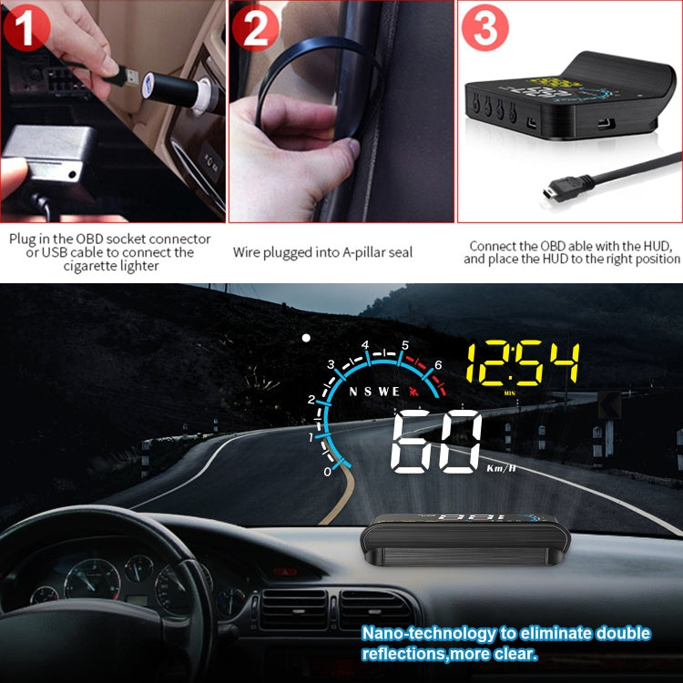 M12 OBD2 + GPS Mode Car Head-up Display HUD Overspeed / Speed / Water Temperature / Low Voltage / Fault Alarm - Head Up Display System by PMC Jewellery | Online Shopping South Africa | PMC Jewellery | Buy Now Pay Later Mobicred