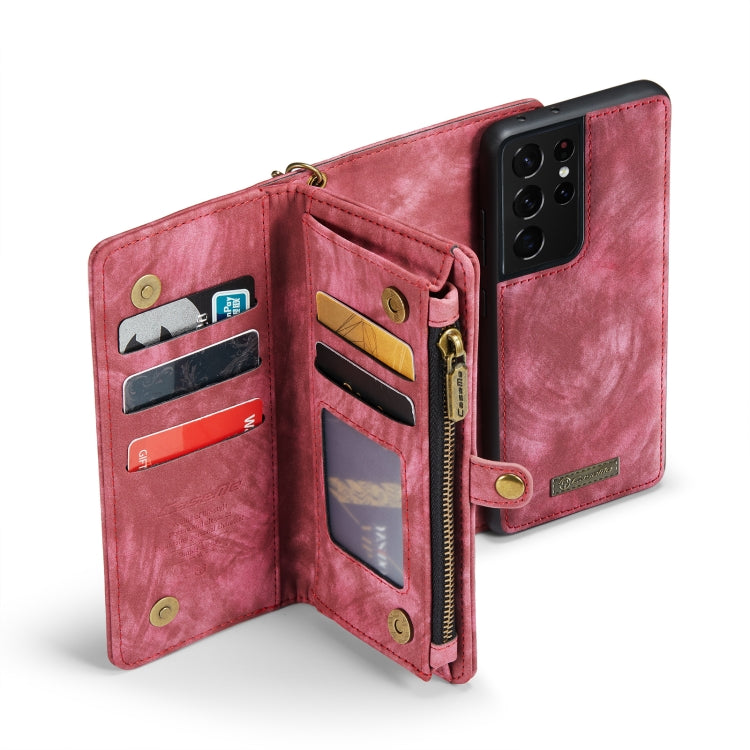 For Samsung Galaxy S21 Ultra 5G CaseMe Detachable Multifunctional Horizontal Flip Leather Case, with Card Slot & Holder & Zipper Wallet & Photo Frame(Red) - Galaxy S21 Ultra 5G Cases by CaseMe | Online Shopping South Africa | PMC Jewellery | Buy Now Pay Later Mobicred