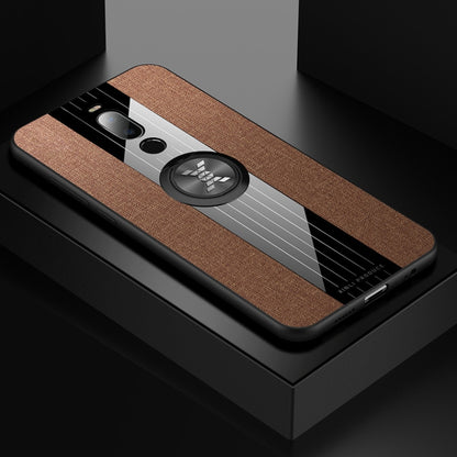 For Meizu Note 8 XINLI Stitching Cloth Texture Shockproof TPU Protective Case with Ring Holder(Brown) - Meizu by XINLI | Online Shopping South Africa | PMC Jewellery | Buy Now Pay Later Mobicred