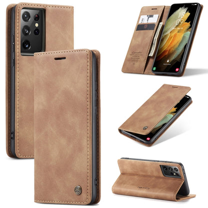 For Samsung Galaxy S21 Ultra 5G CaseMe 013 Multifunctional Horizontal Flip Leather Case with Holder & Card Slot & Wallet(Brown) - Galaxy S21 Ultra 5G Cases by CaseMe | Online Shopping South Africa | PMC Jewellery | Buy Now Pay Later Mobicred