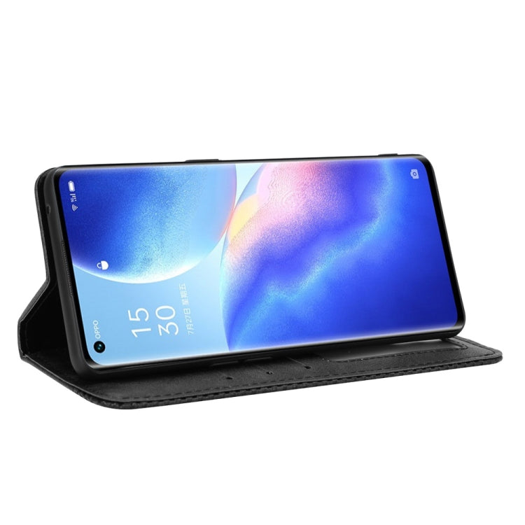 For OPPO Reno5 Pro 5G Magnetic Buckle Retro Crazy Horse Texture Horizontal Flip Leather Case with Holder & Card Slots & Photo Frame(Black) - OPPO Cases by PMC Jewellery | Online Shopping South Africa | PMC Jewellery