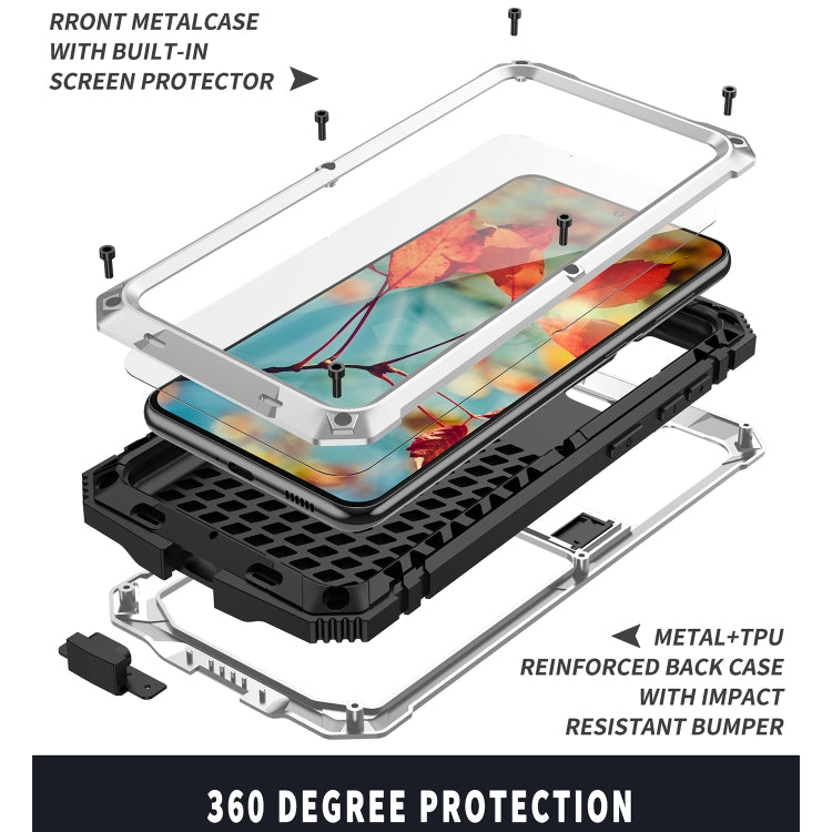 For Samsung Galaxy S21+ 5G R-JUST Shockproof Waterproof Dust-proof Metal + Silicone Protective Case with Holder(Silver) - Galaxy S21+ 5G Cases by R-JUST | Online Shopping South Africa | PMC Jewellery