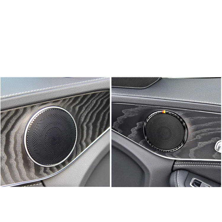 4 PCS Car Carbon Fiber Door Horn Ring Decorative Sticker for Mercedes-Benz C Class W205 C180 C200 C300 GLC, Left and Right Drive Universal(German Color) - Car Interior Mouldings by PMC Jewellery | Online Shopping South Africa | PMC Jewellery | Buy Now Pay Later Mobicred