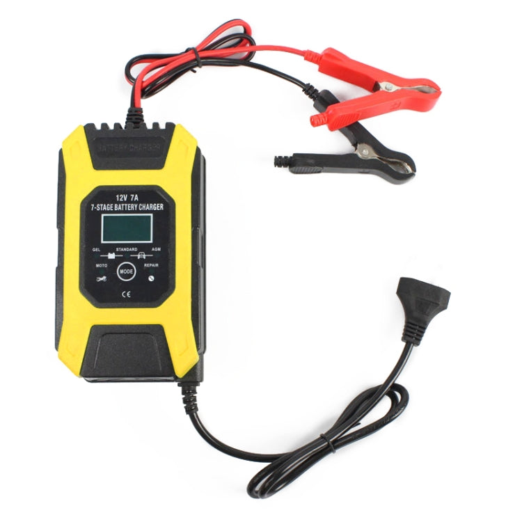 FOXSUR Car / Motorcycle Repair Charger 12V 7A 7-stage + Multi-battery Mode Lead-acid Battery Charger, Plug Type:EU Plug(Yellow) - Battery Charger by FOXSUR | Online Shopping South Africa | PMC Jewellery | Buy Now Pay Later Mobicred