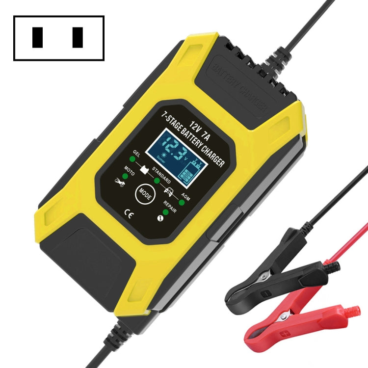 FOXSUR Car / Motorcycle Repair Charger 12V 7A 7-stage + Multi-battery Mode Lead-acid Battery Charger, Plug Type:JP Plug(Yellow) - Battery Charger by FOXSUR | Online Shopping South Africa | PMC Jewellery | Buy Now Pay Later Mobicred