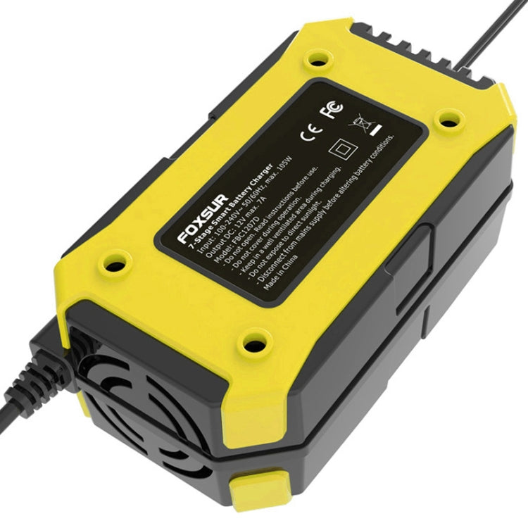 FOXSUR Car / Motorcycle Repair Charger 12V 7A 7-stage + Multi-battery Mode Lead-acid Battery Charger, Plug Type:JP Plug(Yellow) - Battery Charger by FOXSUR | Online Shopping South Africa | PMC Jewellery | Buy Now Pay Later Mobicred