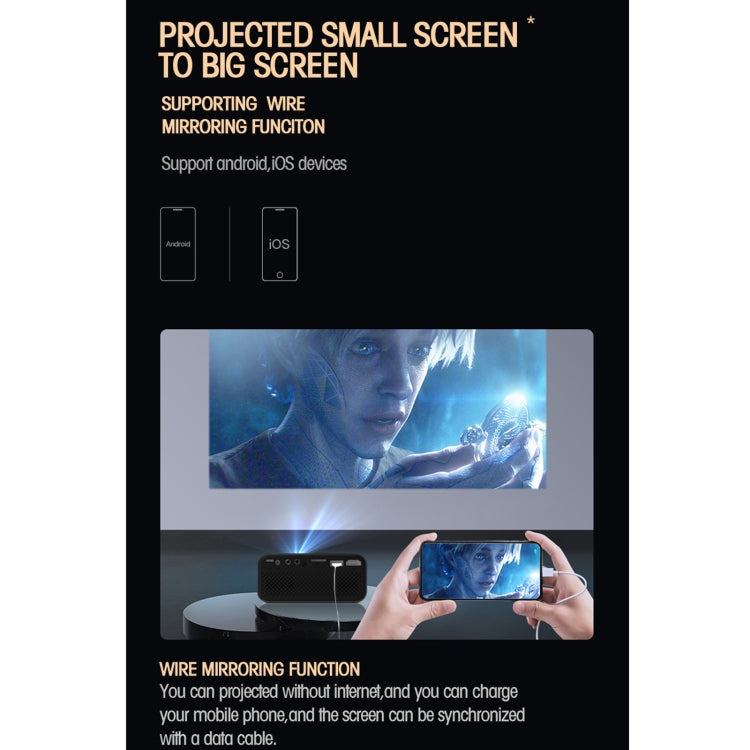 T500 1920x1080P 80 Lumens Portable Mini Home Theater LED HD Digital Projector Without Remote Control & Adaptor(Yellow) - LED Projector by PMC Jewellery | Online Shopping South Africa | PMC Jewellery | Buy Now Pay Later Mobicred