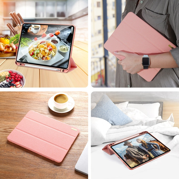 For iPad Pro 11 2022 / 2021 / 2020 DUX DUCIS Domo Series Horizontal Flip Magnetic TPU + PU Leather Tablet Case with Three-folding Holder & Pen Slot & Sleep / Wake-up Function(Pink) - iPad Pro 11 (2022/2021) Cases by DUX DUCIS | Online Shopping South Africa | PMC Jewellery | Buy Now Pay Later Mobicred