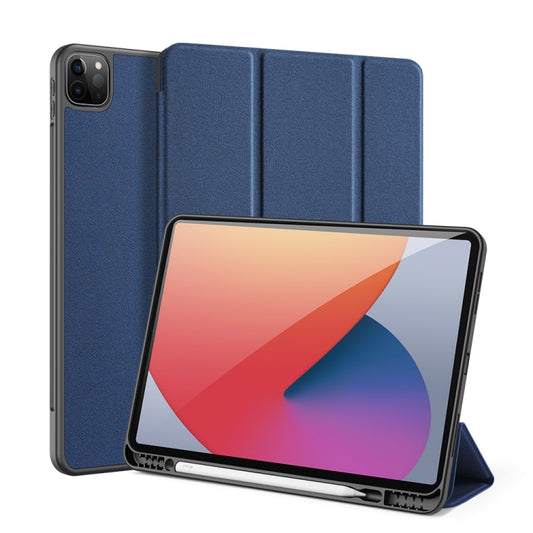 For iPad Pro 12.9 2022 / 2021 / 2020 DUX DUCIS Domo Series Horizontal Flip Magnetic TPU + PU Leather Tablet Case with Three-folding Holder & Pen Slot & Sleep / Wake-up Function(Blue) - iPad Pro 12.9 (2022/2021) Cases by DUX DUCIS | Online Shopping South Africa | PMC Jewellery | Buy Now Pay Later Mobicred