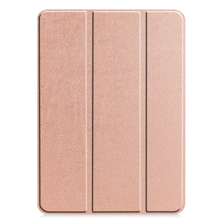 For  iPad Air 13 2024 / Pro 12.9 2022 Custer Texture 3-folding Smart Leather Tablet Case(Rose Gold) - iPad Pro 12.9 (2022/2021) Cases by PMC Jewellery | Online Shopping South Africa | PMC Jewellery | Buy Now Pay Later Mobicred