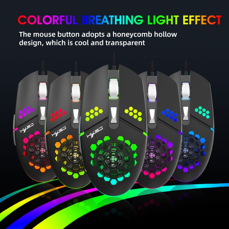 HXSJ J400 6 Keys 8000DPI RGB Light Fan Cooling Gaming Wired Mouse - Wired Mice by HXSJ | Online Shopping South Africa | PMC Jewellery