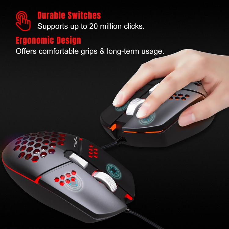 HXSJ J400 6 Keys 8000DPI RGB Light Fan Cooling Gaming Wired Mouse - Wired Mice by HXSJ | Online Shopping South Africa | PMC Jewellery