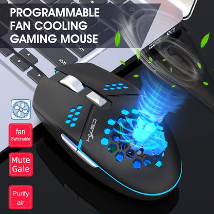 HXSJ J400 6 Keys 8000DPI RGB Light Fan Cooling Gaming Wired Mouse - Wired Mice by HXSJ | Online Shopping South Africa | PMC Jewellery