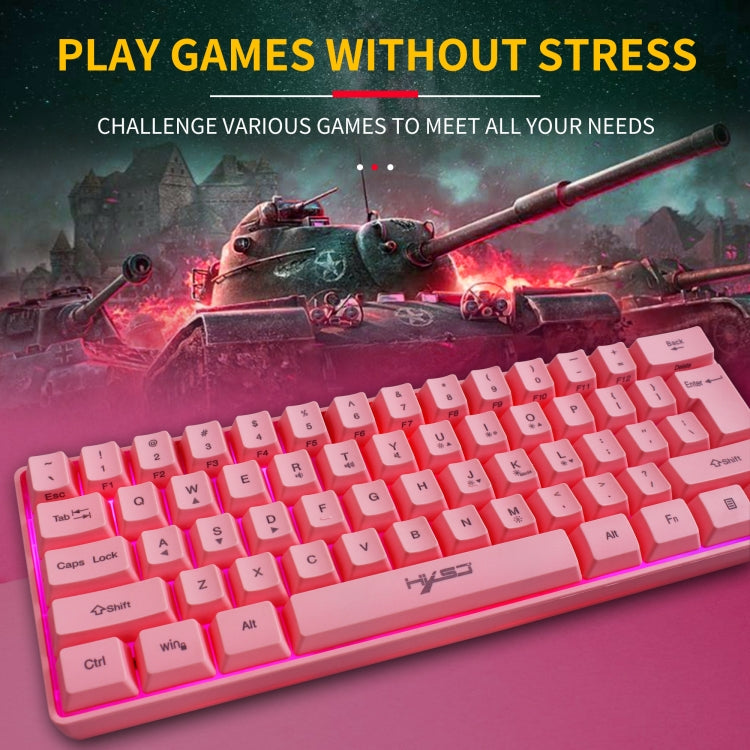 HXSJ V700 61 Keys RGB Lighting Gaming Wired Keyboard (Pink) - Wired Keyboard by HXSJ | Online Shopping South Africa | PMC Jewellery | Buy Now Pay Later Mobicred