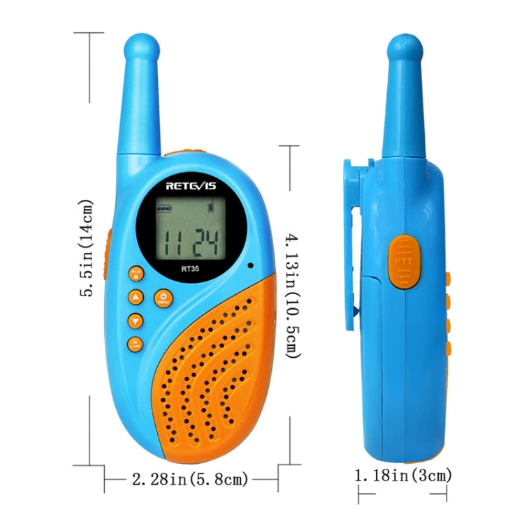 1 Pair RETEVIS RT35 0.5W US Frequency 462.550-467.7125MHz 22CH Handheld Children Walkie Talkie(Blue) - Children by RETEVIS | Online Shopping South Africa | PMC Jewellery | Buy Now Pay Later Mobicred