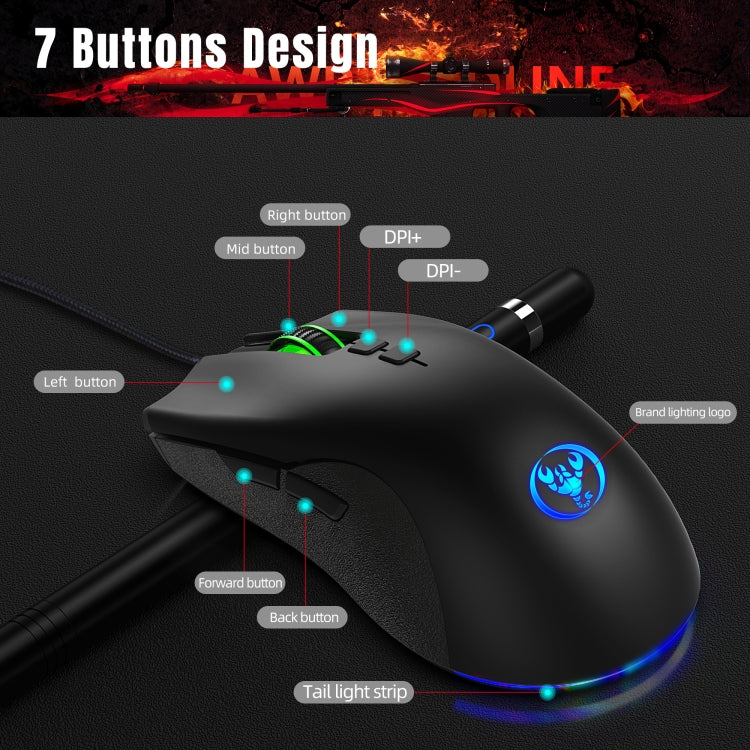 HXSJ P6+V100+A883 Keyboard Mouse Converter + One-handed Keyboard + Gaming Mouse Set - Wired Mice by HXSJ | Online Shopping South Africa | PMC Jewellery | Buy Now Pay Later Mobicred