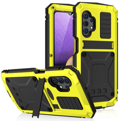 For Samsung Galaxy A32 5G / M32 5G R-JUST Waterproof Shockproof Dustproof Metal + Silicone Protective Case with Holder(Yellow) - Galaxy Phone Cases by R-JUST | Online Shopping South Africa | PMC Jewellery