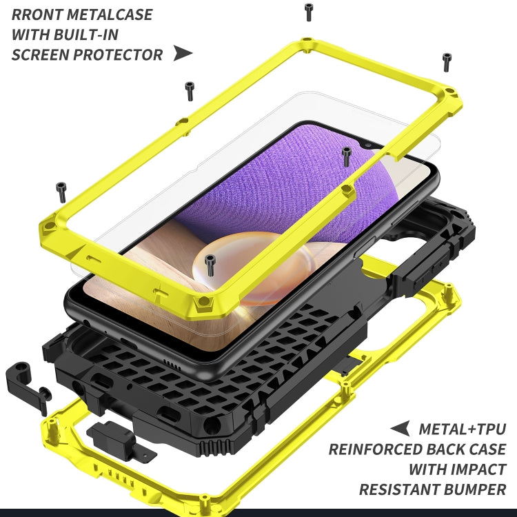 For Samsung Galaxy A32 5G / M32 5G R-JUST Waterproof Shockproof Dustproof Metal + Silicone Protective Case with Holder(Yellow) - Galaxy Phone Cases by R-JUST | Online Shopping South Africa | PMC Jewellery