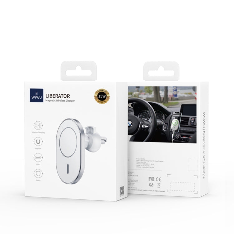 WiWU CH-306 15W Liberator 360 Degree Rotation Magnetic Car Wireless Charging Stand(Silver) - Wireless Charger Holders by WIWU | Online Shopping South Africa | PMC Jewellery | Buy Now Pay Later Mobicred