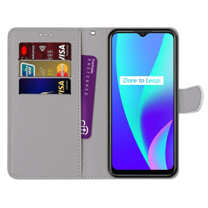 For OPPO Realme C15 / C12 / C25 / 7i (Global) / Narzo 20 / 30A Coloured Drawing Cross Texture Horizontal Flip PU Leather Case with Holder & Card Slots & Wallet & Lanyard(Slant Hat Blue Mirror Cat) - Realme Cases by PMC Jewellery | Online Shopping South Africa | PMC Jewellery | Buy Now Pay Later Mobicred