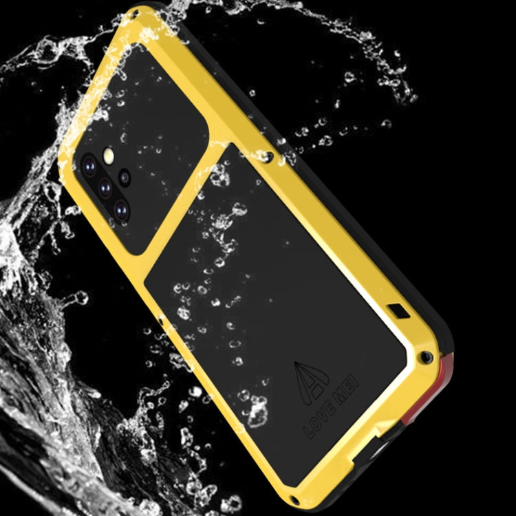 For Samsung Galaxy A72 5G / 4G LOVE MEI Metal Shockproof Waterproof Dustproof Protective Case with Glass(Yellow) - Galaxy Phone Cases by LOVE MEI | Online Shopping South Africa | PMC Jewellery