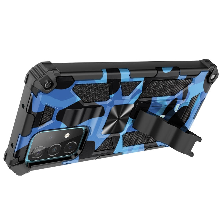 For Samsung Galaxy A51 5G Camouflage Armor Shockproof TPU + PC Magnetic Protective Case with Holder(Blue) - Galaxy Phone Cases by PMC Jewellery | Online Shopping South Africa | PMC Jewellery