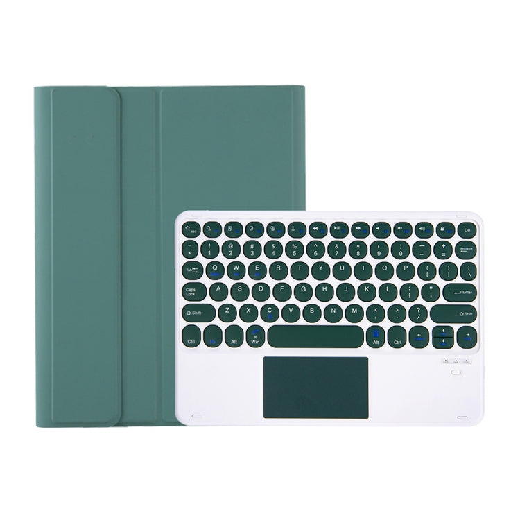 YT098B-A Detachable Candy Color Skin Feel Texture Round Keycap Bluetooth Keyboard Leather Case with Touch Control For  iPad Air 4 10.9 2020 / Air 5 10.9 2022 (Dark Green) - For iPad Air by PMC Jewellery | Online Shopping South Africa | PMC Jewellery