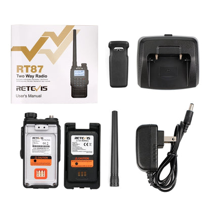 RETEVIS RT87 136-174MHz + 400-480MHz 128CHS Waterproof Dual Band DTMF Two Way Radio Handheld Walkie Talkie, US Plug - Handheld Walkie Talkie by RETEVIS | Online Shopping South Africa | PMC Jewellery | Buy Now Pay Later Mobicred