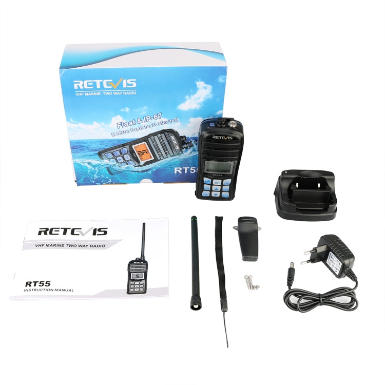 RETEVIS RT55 5W 156.000-161.450MHz+156.050-163.425MHz Waterproof Two Way Radio Handheld Walkie Talkie(Black) - Handheld Walkie Talkie by RETEVIS | Online Shopping South Africa | PMC Jewellery | Buy Now Pay Later Mobicred