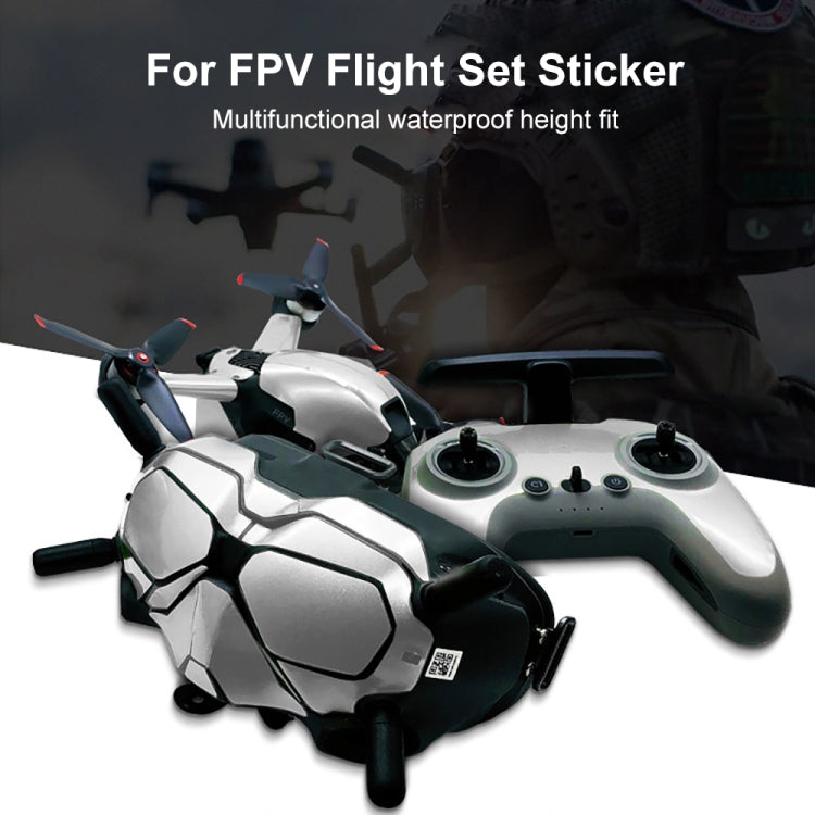 FPV-TZ-SF 4 in 1 Waterproof Anti-Scratch Decal Skin Wrap Stickers Personalized Film Kits for DJI FPV Drone & Goggles V2 & Remote Control & Rocker(Fluorescent Silver) - Protective Film & Stickers by PMC Jewellery | Online Shopping South Africa | PMC Jewellery | Buy Now Pay Later Mobicred