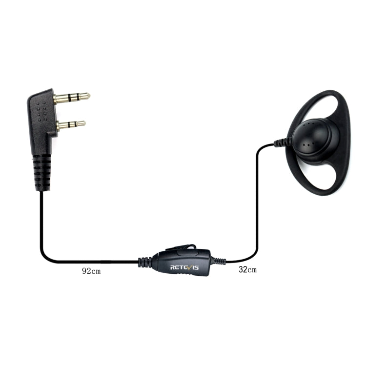 RETEVIS K-316 2 Pin D Shape Soft Ear Hook Earphone Microphone for H-777/RT-5R/RT1/RT2/RT5 /888s/UV5R - Microphones & Headsets by RETEVIS | Online Shopping South Africa | PMC Jewellery | Buy Now Pay Later Mobicred