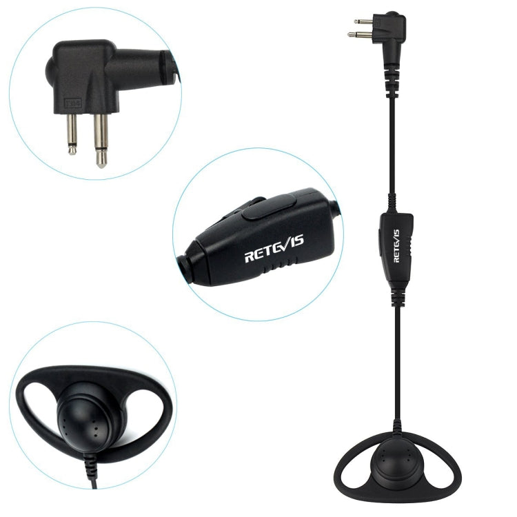 RETEVIS R-122 2 Pin D Shape Soft Ear Hook Earphone Microphone for Motorola GP68/GP88/GP300/2000/CT150/P040 - Microphones & Headsets by RETEVIS | Online Shopping South Africa | PMC Jewellery | Buy Now Pay Later Mobicred