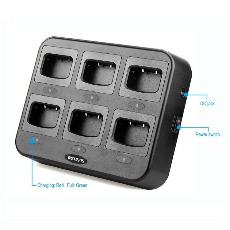 RETEVIS RTC777 Six-Way Walkie Talkie Charger for Retevis H777, EU Plug - Batteries & Chargers by RETEVIS | Online Shopping South Africa | PMC Jewellery | Buy Now Pay Later Mobicred