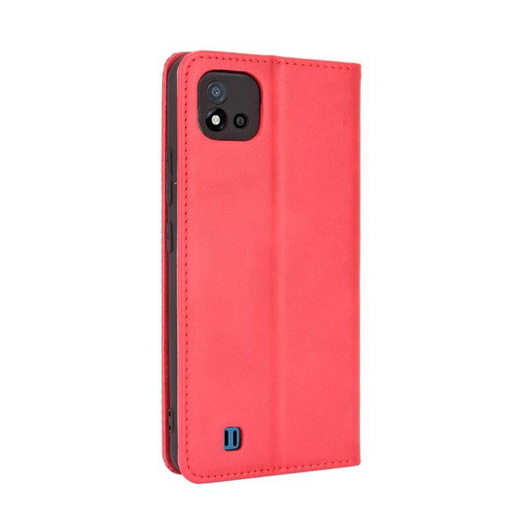 For OPPO Realme C11 2021 / Realme C20 / Realme C20a Magnetic Buckle Retro Crazy Horse Texture Horizontal Flip Leather Case with Holder & Card Slots & Photo Frame(Red) - Realme Cases by PMC Jewellery | Online Shopping South Africa | PMC Jewellery | Buy Now Pay Later Mobicred