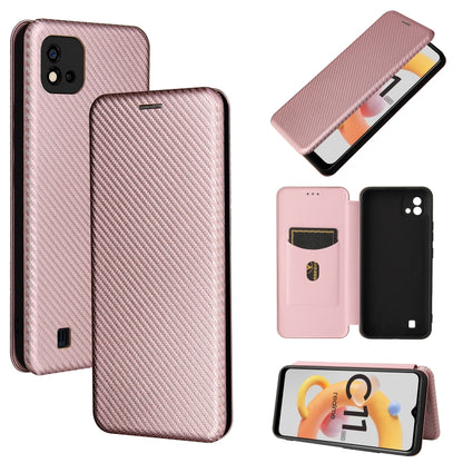 For OPPO Realme C11 2021 Carbon Fiber Texture Horizontal Flip TPU + PC + PU Leather Case with Card Slot(Pink) - Realme Cases by PMC Jewellery | Online Shopping South Africa | PMC Jewellery | Buy Now Pay Later Mobicred