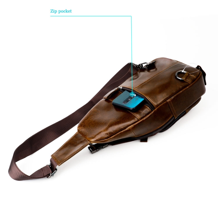 Men Leather Chest Bag Retro Shoulder Bag(Coffee) - Single-shoulder Bags by PMC Jewellery | Online Shopping South Africa | PMC Jewellery | Buy Now Pay Later Mobicred