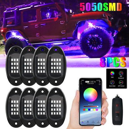 8 in 1 DC12V Car Mobile Phone Bluetooth APP Control  RGB Symphony Chassis Light with 16LEDs SMD-5050 Lamp Beads - Instrument Lights by PMC Jewellery | Online Shopping South Africa | PMC Jewellery | Buy Now Pay Later Mobicred