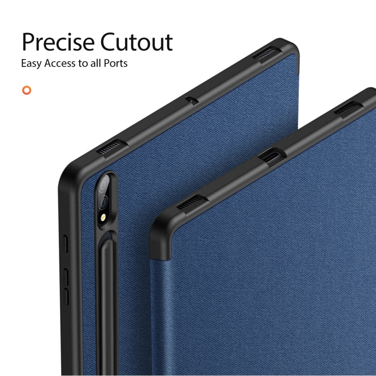 For Samsung Galaxy Tab S8+ / Tab S8 Plus /  Tab S7 FE / Tab S7+ DUX DUCIS Domo Series Horizontal Flip Magnetic PU Leather Case with Three-folding Holder & Wake-up / Sleep Function(Blue) - Galaxy Tab S8+ Cases by DUX DUCIS | Online Shopping South Africa | PMC Jewellery | Buy Now Pay Later Mobicred