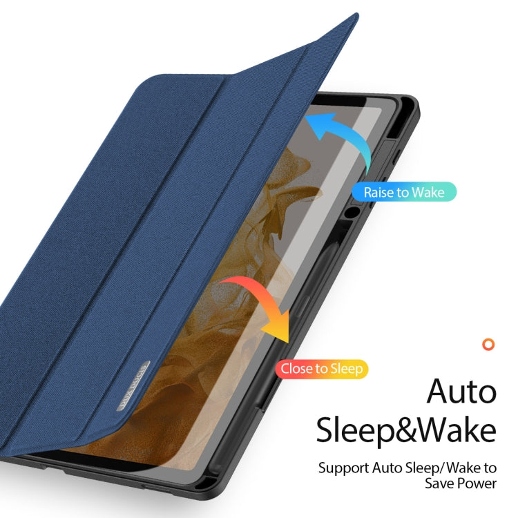 For Samsung Galaxy Tab S8+ / Tab S8 Plus /  Tab S7 FE / Tab S7+ DUX DUCIS Domo Series Horizontal Flip Magnetic PU Leather Case with Three-folding Holder & Wake-up / Sleep Function(Blue) - Galaxy Tab S8+ Cases by DUX DUCIS | Online Shopping South Africa | PMC Jewellery | Buy Now Pay Later Mobicred