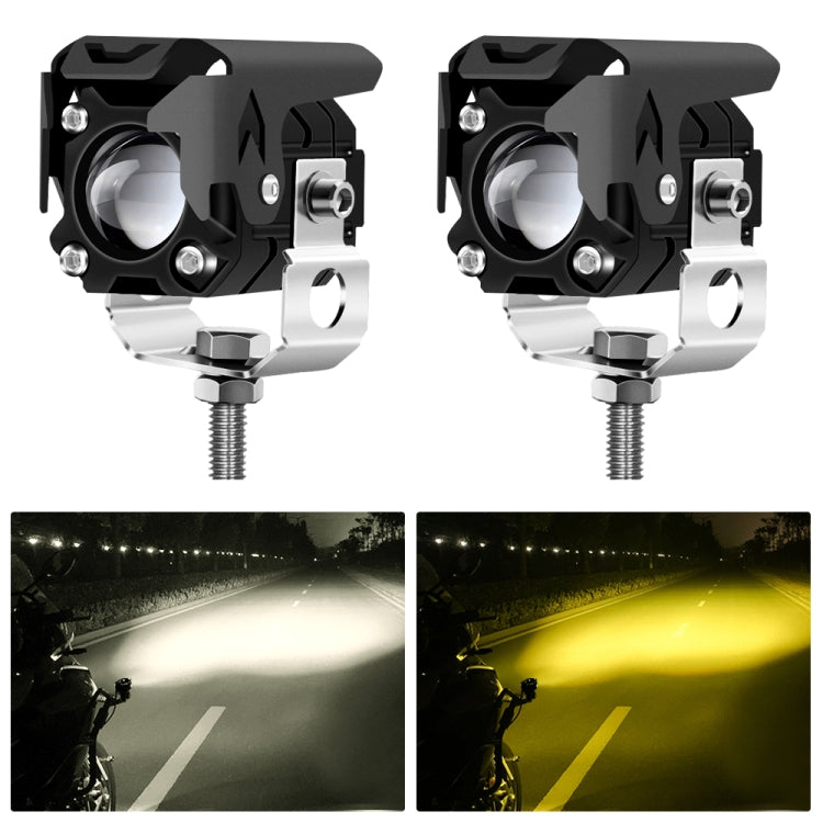 1 Pair M1 Motorcycle Rectangular Lens Spotlight External Work Light(Yellow White) - Headlights by PMC Jewellery | Online Shopping South Africa | PMC Jewellery