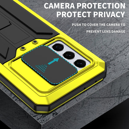For Samsung Galaxy S21 Ultra 5G R-JUST Sliding Lens Cover Shockproof Dustproof Waterproof Metal + Silicone Case with Invisible Holder(Yellow) - Galaxy S21 Ultra 5G Cases by R-JUST | Online Shopping South Africa | PMC Jewellery