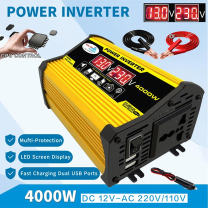 Legend II Generation 12V to 110V 4000W Modified Square Wave Car Power Inverter(Yellow) - Modified Square Wave by PMC Jewellery | Online Shopping South Africa | PMC Jewellery | Buy Now Pay Later Mobicred