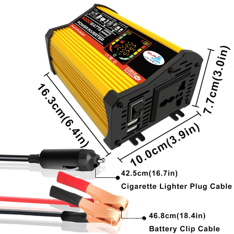 Legend III Generation DC12V to AC220V 6000W Modified Square Wave Car Power Inverter with LED Display(Yellow) - Modified Square Wave by PMC Jewellery | Online Shopping South Africa | PMC Jewellery | Buy Now Pay Later Mobicred