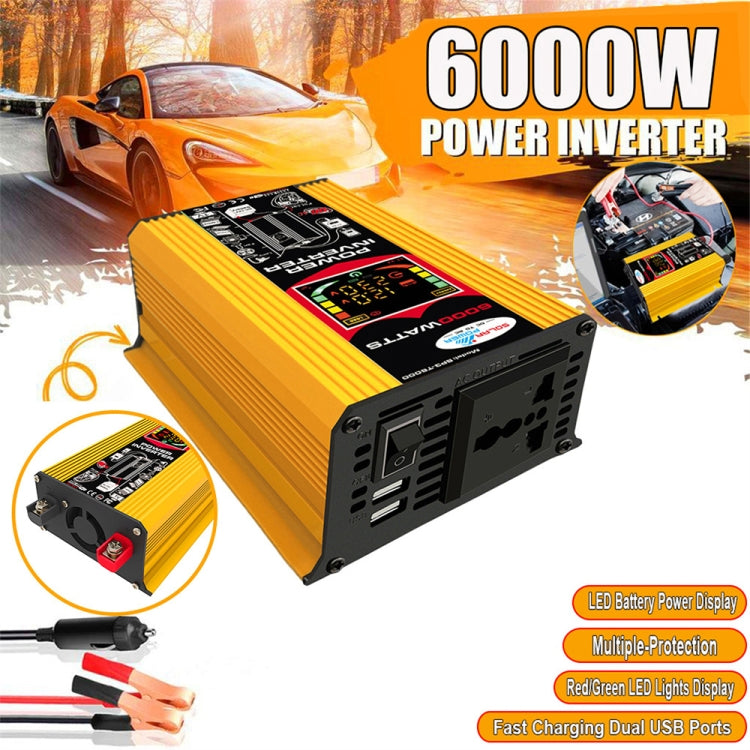 Tang III Generation 12V to 110V 6000W Modified Square Wave Car Power Inverter with LCD Display & Dual USB(Yellow) - Modified Square Wave by PMC Jewellery | Online Shopping South Africa | PMC Jewellery | Buy Now Pay Later Mobicred