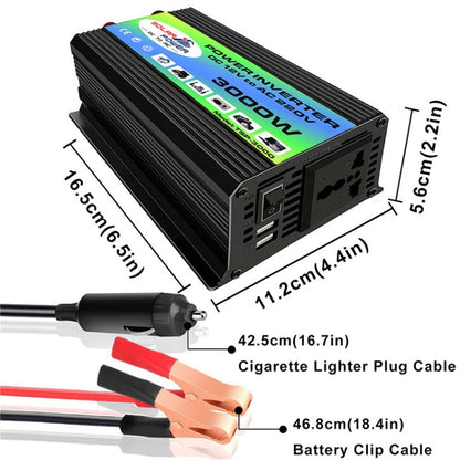 Tang I Generation 12V to 110V 3000W Modified Square Wave Intelligent Car Power Inverter with Dual USB(Black) - Modified Square Wave by PMC Jewellery | Online Shopping South Africa | PMC Jewellery | Buy Now Pay Later Mobicred